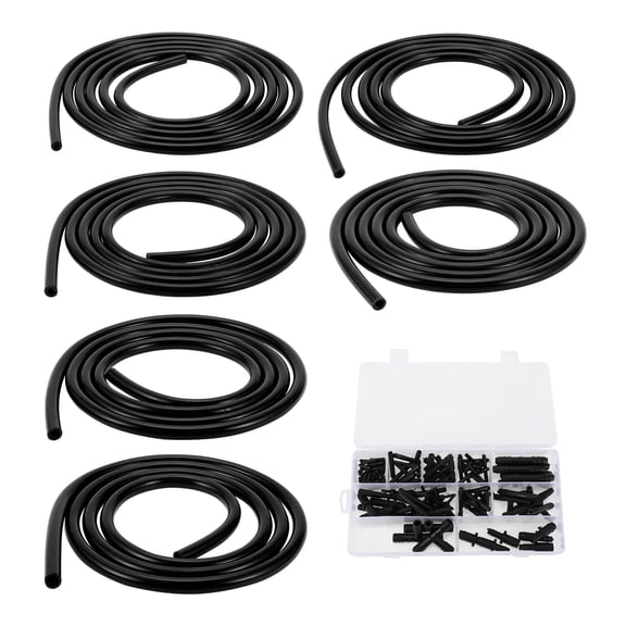 Unique Bargains Silicone Vacuum Tubing Hose Automotive Vacuum Line 5Ft 3/4/5/6/8/10mm ID 2mm Thickness High Temperature Black 1 Set 130PSI Max Pressure