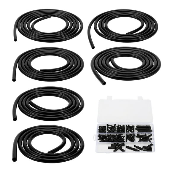Manguera de Vacío de Silicona Automotriz Unique Bargains 5Ft 3/4/5/6/8/10mm ID 2mm Grosor Alta Temperatura Negro 1 Set 130PSI Presión Máxima