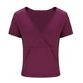 thumbnail image 5 of jtjvou Womens Crop Cleavage Tops Y2k Short Sleeve Shirts Summer Going Out Outfits Deep V Neck Basic Tees Streetwear Red XXL, 5 of 7
