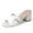 White PU, variant on J. Adams Nori Mules for Women - Dressy Slip On Comfortable and Stylish Interlocking Straps Block Chunky Heeled Sandals