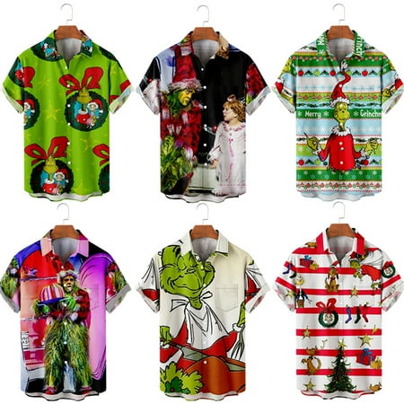 

MLFU Men s Christmas Hawaiian Shirt Button-Down Summer Tops Unisex