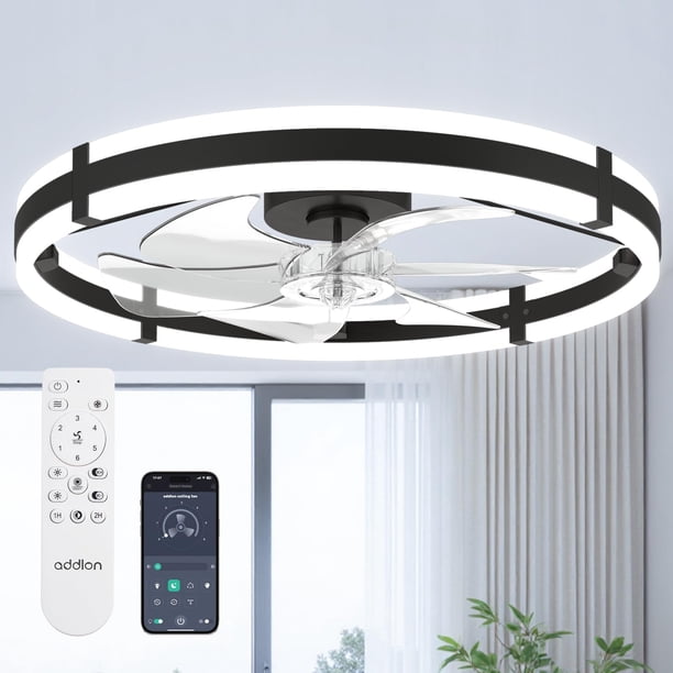 Ventilador de techo addlon de 24" de montaje al ras con luz LED y control remoto