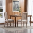 thumbnail image 2 of Dining Chairs Set of 2, French Linen Upholstered Dining Room Chairs with Rattan Fabric Backrest and Carving Solid Wood Leg, Farmhouse Style Accent Chair for Living Room Kitchen, Cream, 2 of 7
