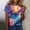 Multicolor, variant on Bwndum Womens Graphic Tee with Galaxy Phoenix Print, Ruffle Sleeve Boho Top - Soft Stretch Crewneck T-Shirt for Women, Plus Size Available,Size 5XL