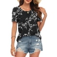 thumbnail image 3 of WUJINXIA Women's Blouses Summer Short Sleeve Shirts Casual Pleated Floral Tops, 3 of 7