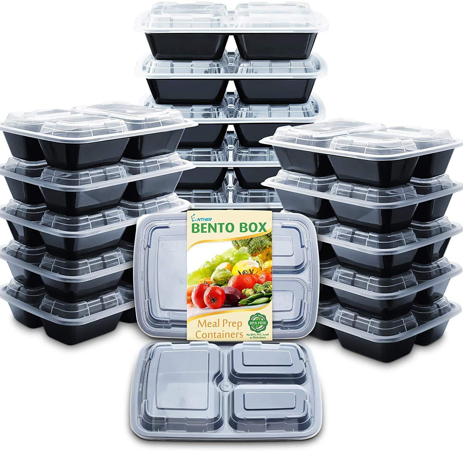 26oz Meal Prep Food Containers w/Lids Reusable Microwavable & 3Pcs Kitchen Tongs 