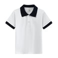 thumbnail image 3 of Yfalhf Boys Girls Polo Shirt School Uniform Kids Short Sleeve Tops Basic Casual Golf Tee Classic Quick Dry Clothes Black 140, 3 of 3