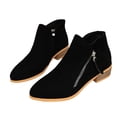 thumbnail image 2 of HTHLVMD Side Zipper Ankle Boots, Side Zipper Faux Suede Ankle Boots Casual Outdoor Strolling, Low Block Heel Short Booties Holiday Travel Wearing, Comfortable Pointed Toe Dress Footwear, Black 5.5, 2 of 5