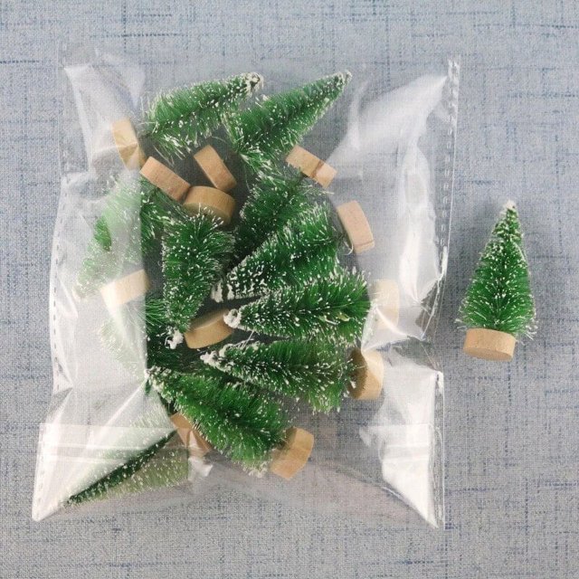 Mini árbol de Navidad de 12 piezas, decoraciones navideñas de nieve de Papá Noel para el hogar, decoración de pueblo helado, regalos de Año Nuevo 2024