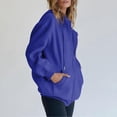 thumbnail image 5 of Hontri Plus Size Coat, Women's Fall Jacket Oversized Pocket Sweatshirt Casual Drawstring Clothing Zipper Track Jacket Solid Color Long Sleeve Hooded Top Blue 3Xl, 5 of 8
