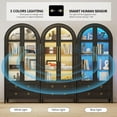 thumbnail image 4 of Vlsrka 71 Inch Arched Curio Cabinet, 4-Tier Display Cabinet and 2 Drawers, Tall Bookcase with 3 Color Lights, Display Case with Glass Doors, Kitchen Pantry, Black+Wood, 4 of 9