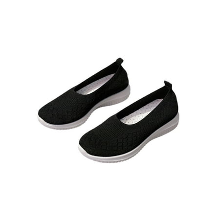 

Ritualay Ladies Sneakers Hollow Out Walking Shoe Slip On Shoes Anti-Slip Breathable Comfort Loafers Women Womens Mesh Black 3# 7.5