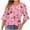 A Pink, variant on YUGYXL Womens 3/4 Sleeve Tops Black Leaves Blouses V Neck Ruffled T Shirts Casual Spring Tops for Women Light Blue S