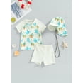 thumbnail image 5 of Aojekbee Baby Boys Swimsuit Set Summer Shark Print Zipper Short Sleeve Rash Guard and Swim Trunks and Hat Swimwear Beachwear, 5 of 10