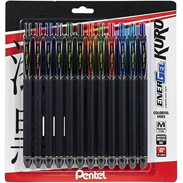Pentel EnerGel Kuro jel Pen, (0.7mm) Medium line, Assorted  ,12 Pack (BL437R1BP12M)