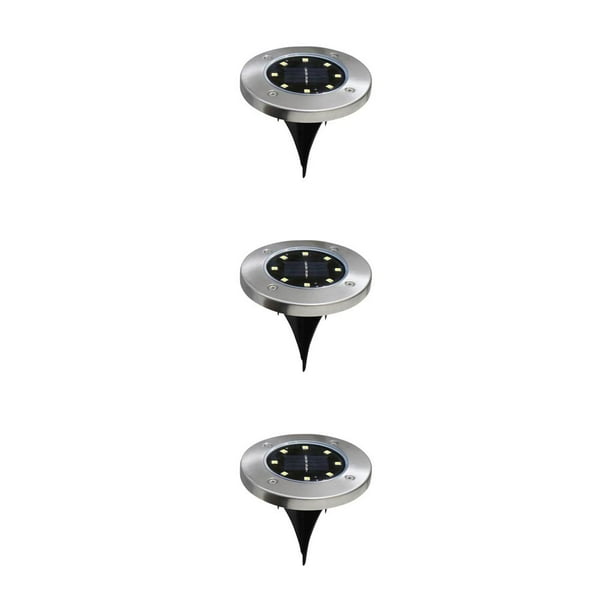 Inteprter 4 uds/1 ud. 8 LED de energía Solar luz enterrada lámpara de tierra al aire libre camino luz punto lámpara patio jardín césped paisaje luz calida PC 1 3piezas Inteprter CBP259152