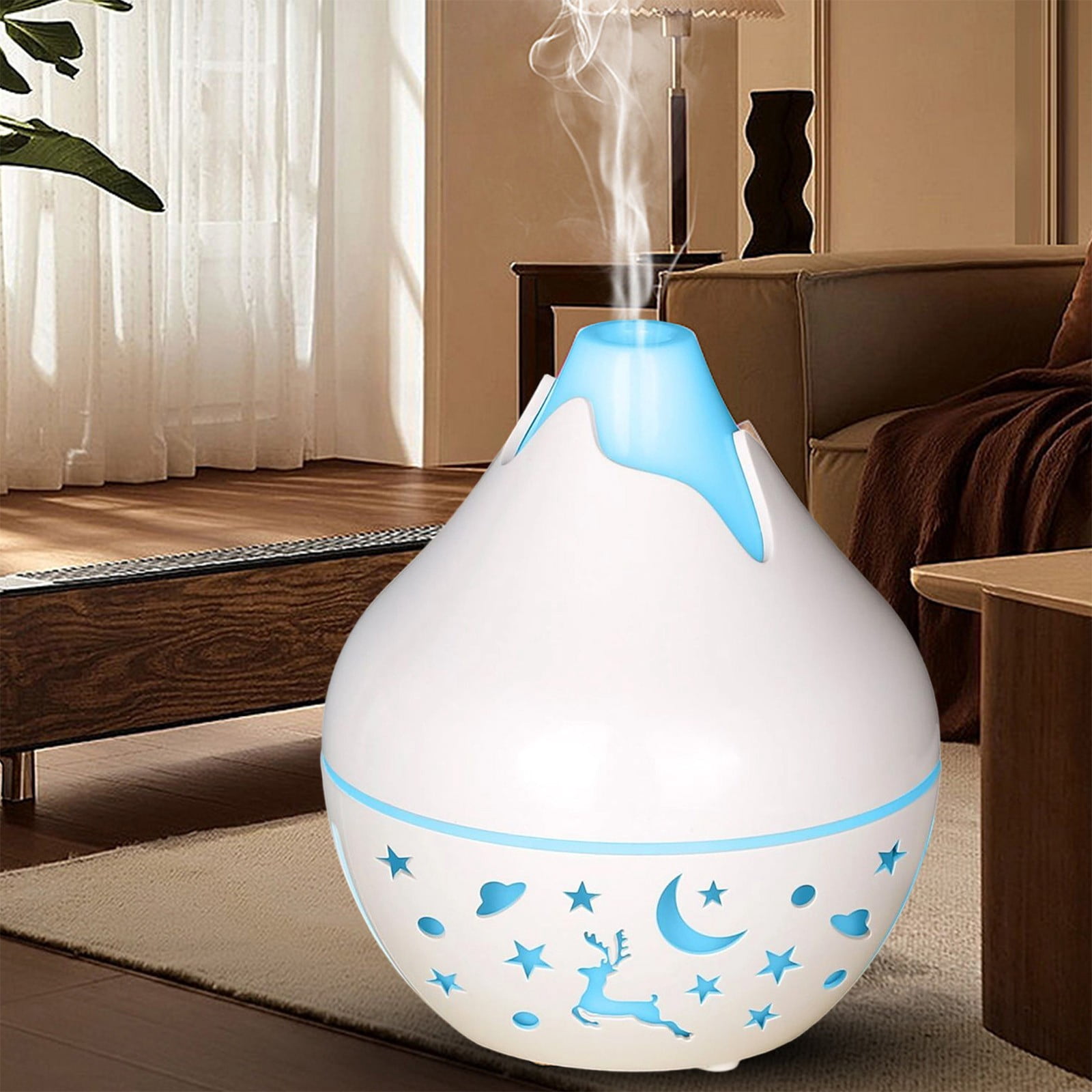 HengDidi Mini Wood Grain Humidifier with Color-Changing Night Light - USB Powered Aroma Diffuser for Oils - Silent Operation for Bedroom or Office - Portable Mist Device