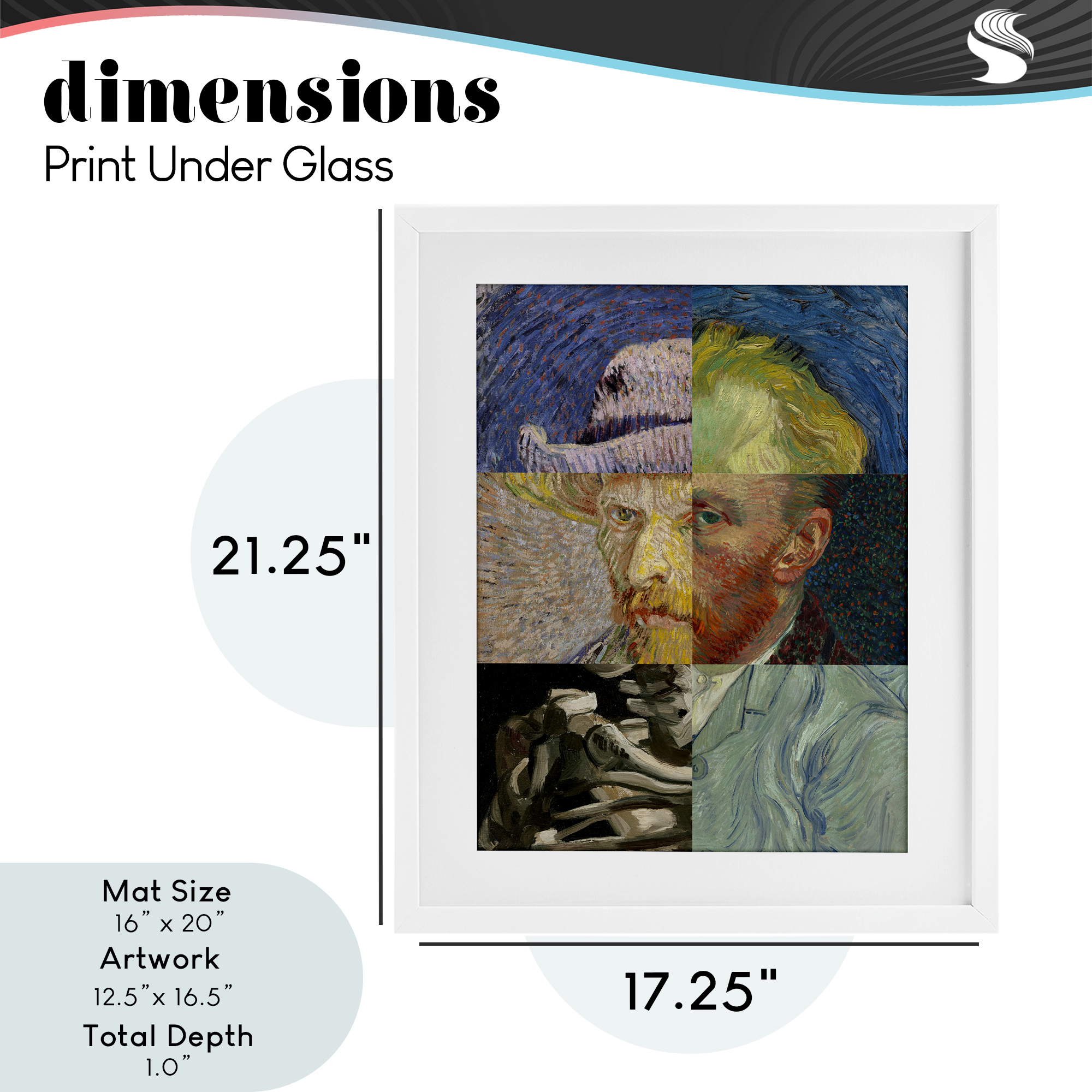 Collaged Van Gogh Portraits White Framed Print Under Glass, design by Masters Redux