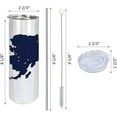 thumbnail image 3 of Alaska 20 Oz Skinny Tumbler, Outline Last Frontier State Map with Flag 8 Golden Yellow Stars, Leak-Proof Straw Lid and Brush Vacuum Insulated for Outdoor Use, Night Blue Earth Yellow, 3 of 6