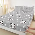 thumbnail image 3 of jejeloiu Cute Animal Queen Sheet Sets,Kawaii Zoo Panda Flat Sheet,Gray White Black Queen Fitted Sheet For Kids,Microfiber Bedroom Decor,4pcs, 3 of 7