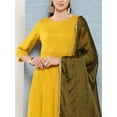 thumbnail image 5 of Janasya Indian Women's Mustard Rayon Solid Kurta and Dupatta, 5 of 6