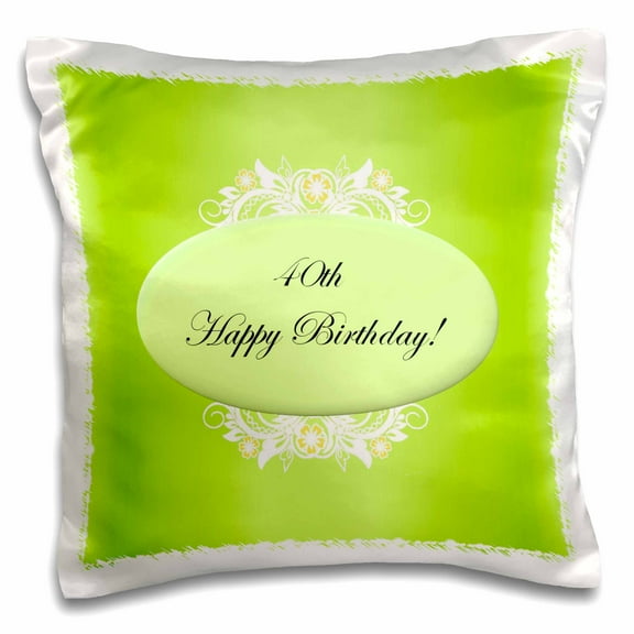3dRose, Green 40th Birthday, 16x16 inch Pillow Case