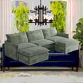 thumbnail image 2 of Modern Corduroy 3-Seater Couch 220×80×75cm with 2 Movable Footrests and Oversized Deep Seat, 2 of 13