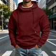 thumbnail image 5 of Men's Hooded Pullover Solid Color Long-sleeved Sweatshirt for Man Fall Winter, 5 of 7