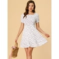 thumbnail image 2 of INSPIRE CHIC Mini Vestido Floral Acampanado De Gasa Con Cuello Cuadrado Y Volantes Para Mujer Blanco XL, 2 of 6