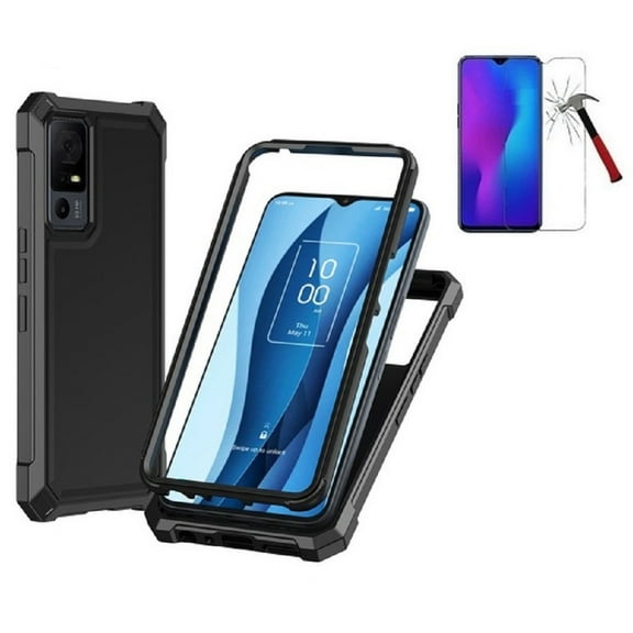 Phone Case for TCL 40XE 5G/40X 5G,  Full Body  TPU Cover Case   Tempered Glass (Black)