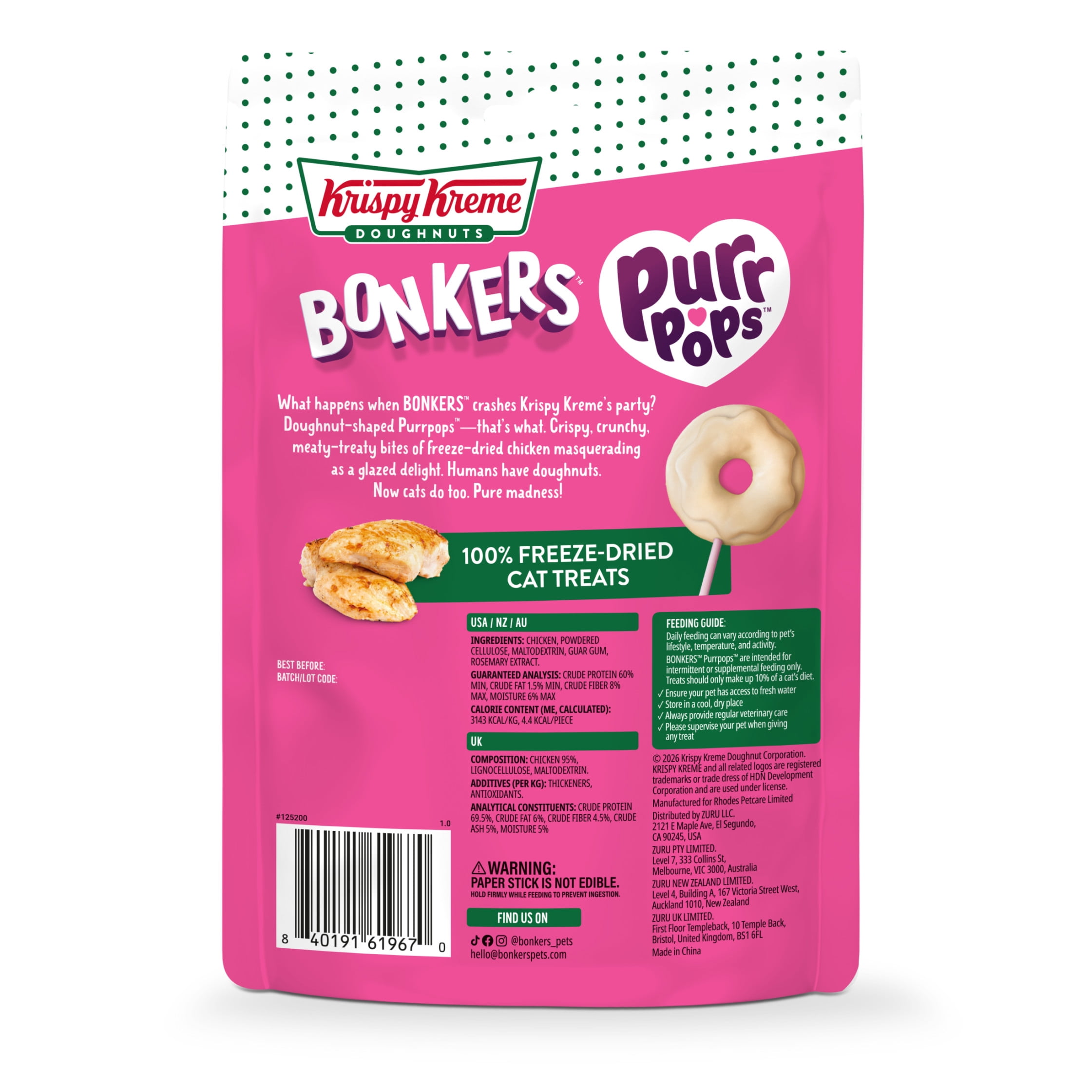BONKERS Purrpops Krispy Kreme Limited-Edition Freeze-Dried Chicken