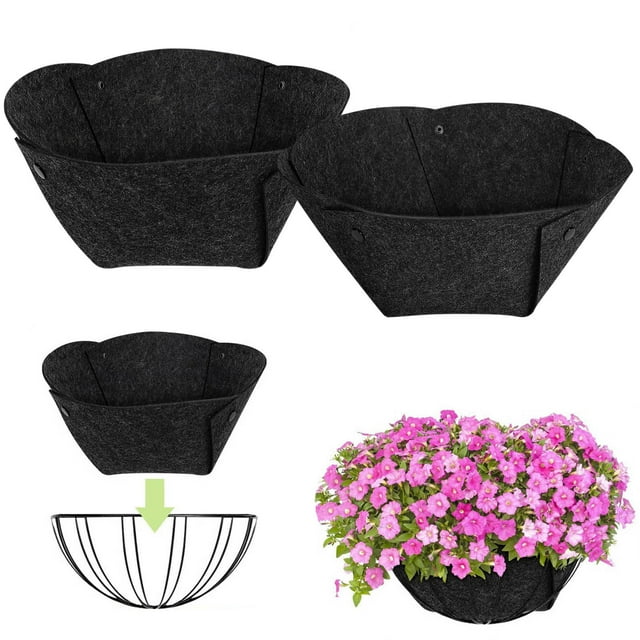Reusable Half Round Flower Basket Liners - 4 Pack Breathable Fabric Pot Padding for Window Boxes & Planters