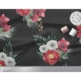 thumbnail image 3 of Soimoi Black Cotton Duck Fabric Peony & Anemone Floral Print Print Fabric by the Yard 44 Inch Wide, 3 of 3