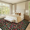 thumbnail image 3 of BERTHMEER Large Black Pink Flower Area Rugs 8’x10' Clearance for Living Room Bedroom Office Dining Room Farmhouse Vintage Floral Oriental Non Slip Rugs, Muticolor, 3 of 8