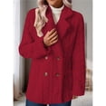thumbnail image 4 of Abrigo de Felpa para Mujer, Cómodo, Informal, Cálido, con Cuello de Traje, Cruzado, Medio. Vino Tinto M, 4 of 10