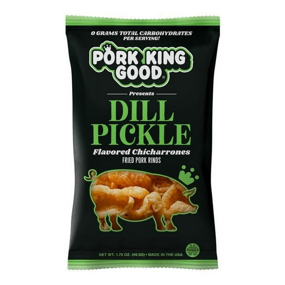 Pack of 12, Pork King Good Dill Pickle Pork Rinds, 1.75 oz