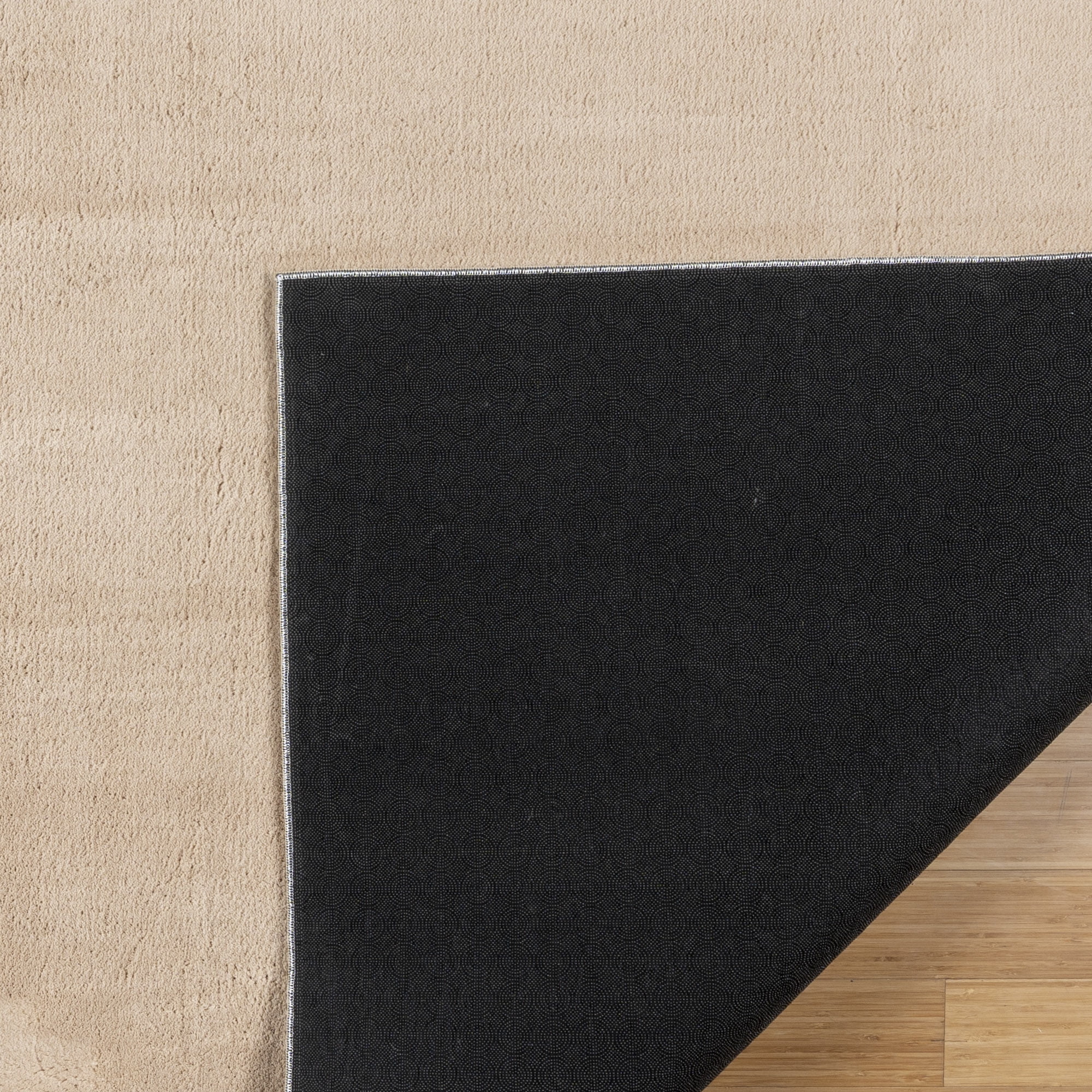 Cadence Tonee Shag Solid Color Beige Area Rug, 6x9