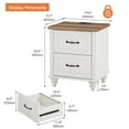 thumbnail image 2 of Nightstand Set of 2 with Charging Station Farmhouse Wooden End Table Sofa Side Table  with 2 Drawers for Bedroom Living Room, White/ Oak, 2 of 6