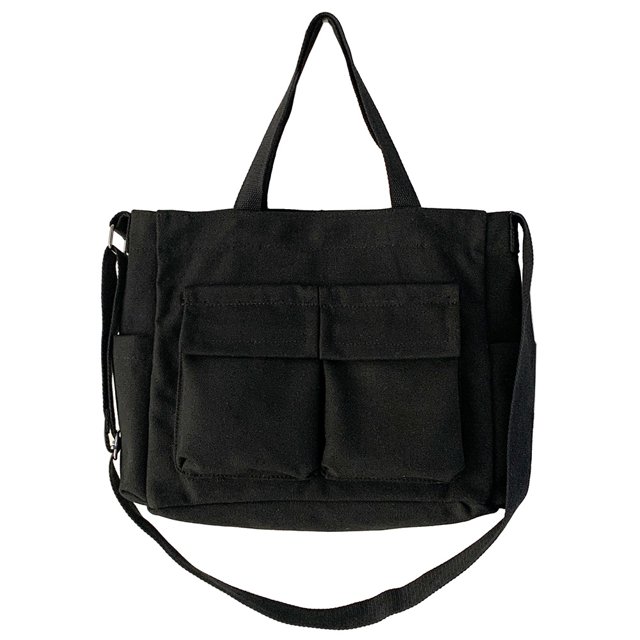 Bolso Mano Lona para Mujer Bolso Al Aire Libre Gran Capacidad Con Múltiples Bolsillos (negro)