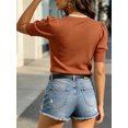 thumbnail image 4 of Short Sleeve Women V-neck Solid Button Down Knit Cardigan Tops, 4 of 6