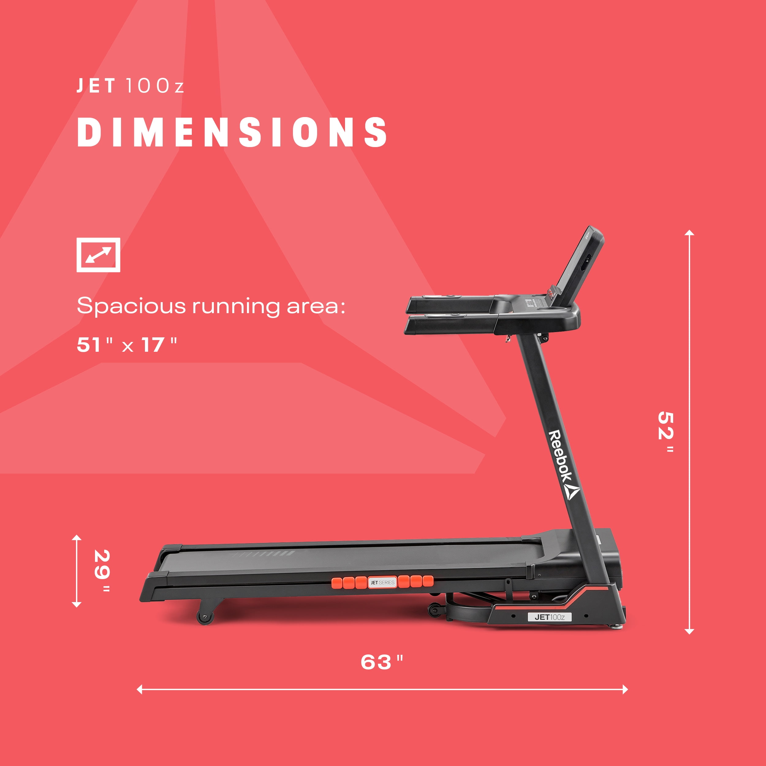 Reebok Jet 100Z Treadmill with Incline, Foldable, Bluetooth, Walking or Running, 2.0 HP, 11 MPH
