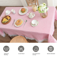 thumbnail image 5 of CSFL Pink Linen Tablecloth Rectangle Table, Gingham Tablecloths Cotton, Washable Table Cover with Two-color Tassel for Farmhouse Decor, Outdoor Picnic, Dining and Camping (71"x51", 6ft), 5 of 7