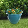 thumbnail image 2 of Alpine Corporation 16" Blue Ribbed Plastic Planter, 2 of 2