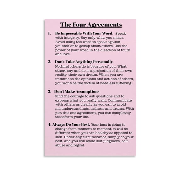 The Four Agreements Wall Art Art Poster Canvas Painting Decor Wall Print Photo Gifts Home Modern Decorative Posters 16x24inch(40x60cm)