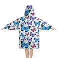 thumbnail image 2 of Lightblue Butterfly Pattern Blanket Hoodies for Kids 6-13YR Oversize Wearable Blanket Hoodies for Boys Girls Teens, 2 of 7