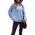 thumbnail image 2 of Womens Turtle-Neck Oversized Sweaters Casual Long Sleeve Pullover Loose Chunky Knit Jumper Light Blue M, 2 of 9