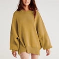 thumbnail image 5 of Duoif Sweaters for Women Trendy Women's Solid Color Fashion Casual Loose Knitted Split Round Neck Pullover Sweater Women's Sweaters Womens Tops Yellow M, 5 of 7