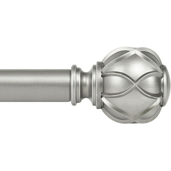 1 Inch Extra Long Curtain Rod 140 to 195 Inches Silver Heavy Duty Curtain Rods for Windows 120 to 170 Inch, Adjustable Drapery Rods with Netted Texture Finials