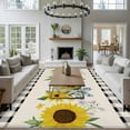 thumbnail image 3 of Sunflowers Area Rugs 5x7 ft Vintage Country Colorful Flower Plant Butterfly Black Plaid Washable Rug Non Slip Indoor Carpet Absorbent Floor Mat for Living Room Bedroom Dining Room, 3 of 9