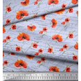 thumbnail image 2 of Soimoi Blue Georgette Viscose Fabric Text & Poppy Floral Print Fabric by Yard 42 Inch Wide, 2 of 3
